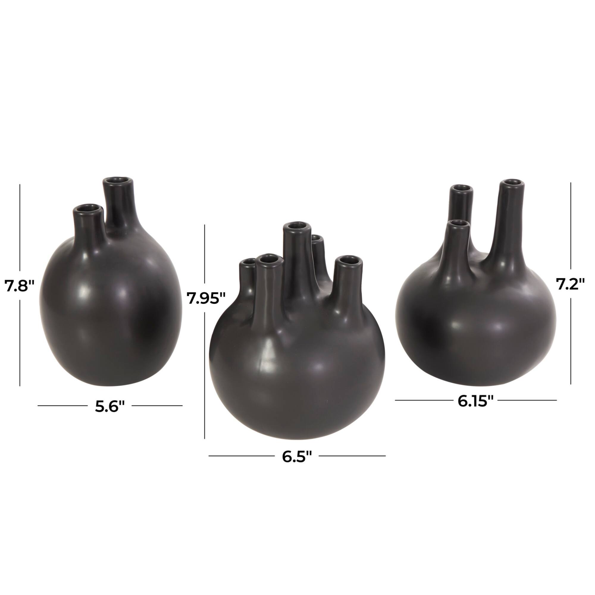 CosmoLiving by Cosmopolitan Black Round Ceramic Bud Vase Set